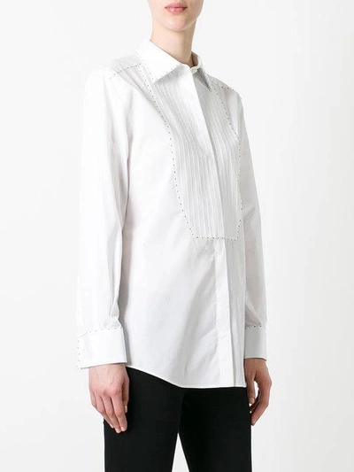 Shop Dolce & Gabbana Stitch Trim Bib Shirt In White