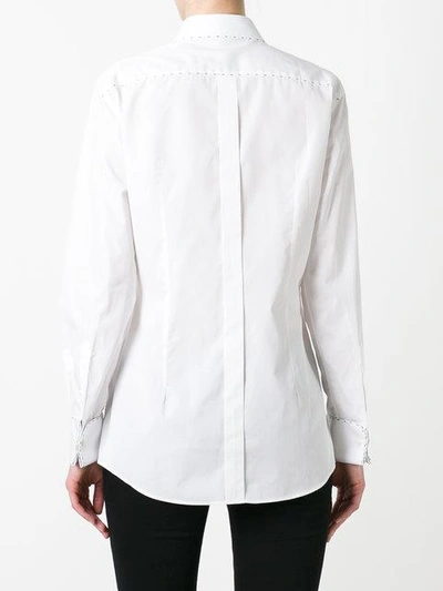 Shop Dolce & Gabbana Stitch Trim Bib Shirt In White