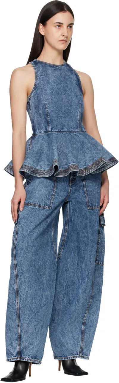 Alaïa Blue Cargo Jeans In Blue