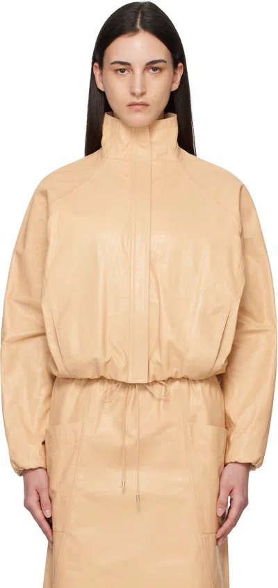 Alaïa Beige Calfskin Windbreaker Jacket In Neutral