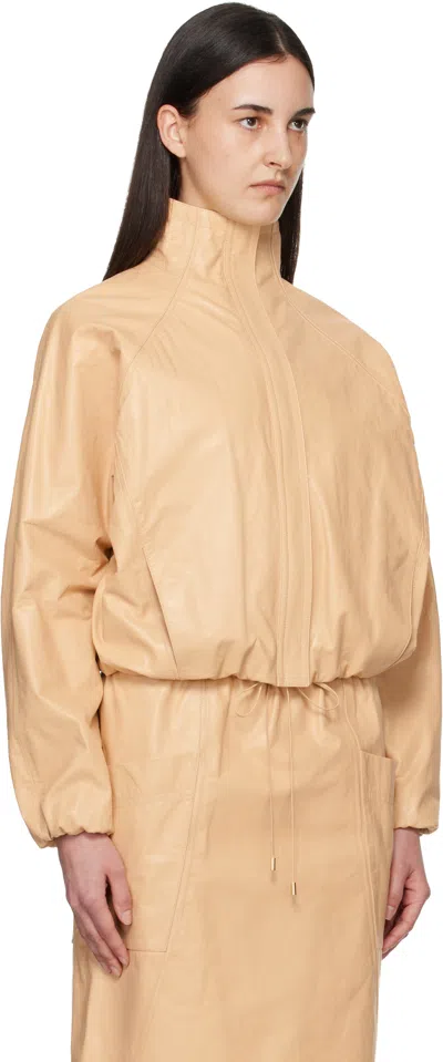 Alaïa Beige Calfskin Windbreaker Jacket In Neutral