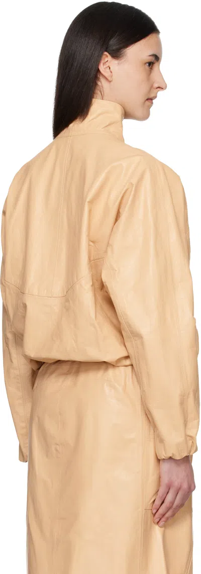 Alaïa Beige Calfskin Windbreaker Jacket In Neutral