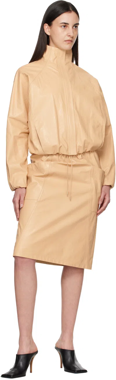 Alaïa Beige Calfskin Windbreaker Jacket In Neutral
