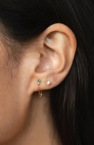Zoë Chicco Emerald Chain Front/back Earring In Multi