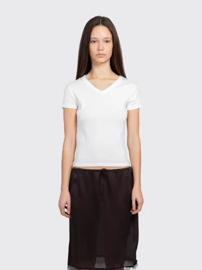 St Agni Organic Cotton V Neck Tee In White