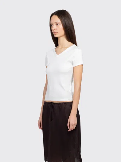 St Agni Organic Cotton V Neck Tee In White