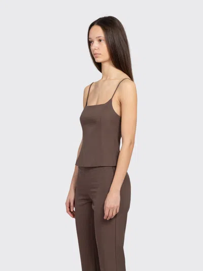 St Agni Silk Canvas Camisole In Mud In Brown