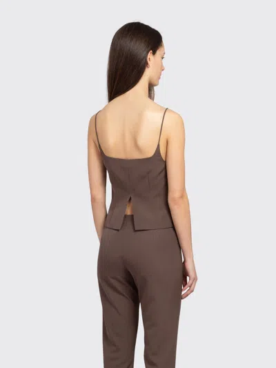 St Agni Silk Canvas Camisole In Mud In Brown