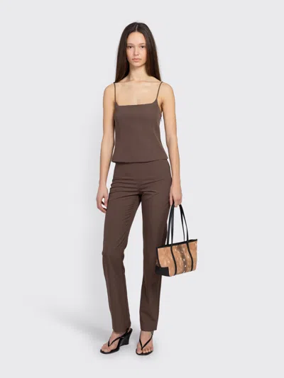 St Agni Silk Canvas Camisole In Mud In Brown