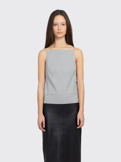 St Agni Tie-detailed Recycled Woven Top In Gray