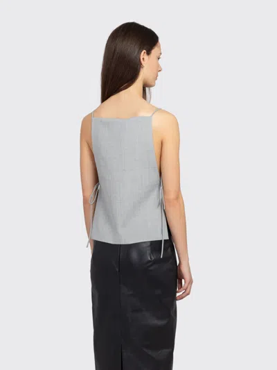 St Agni Tie-detailed Recycled Woven Top In Gray