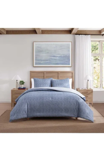 Tommy Hilfiger Christopher Texture Cotton Reversible Quilt Set In Blue