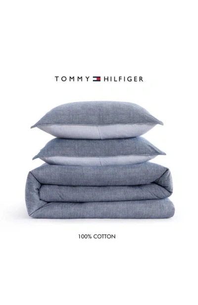 Tommy Hilfiger Christopher Texture Cotton Reversible Quilt Set In Blue