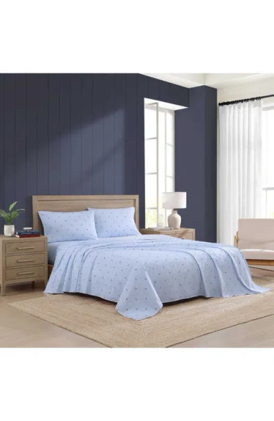 Tommy Hilfiger 200 Thread Count Anchor & Flag Printed Cotton Percale Sheet Set In Blue