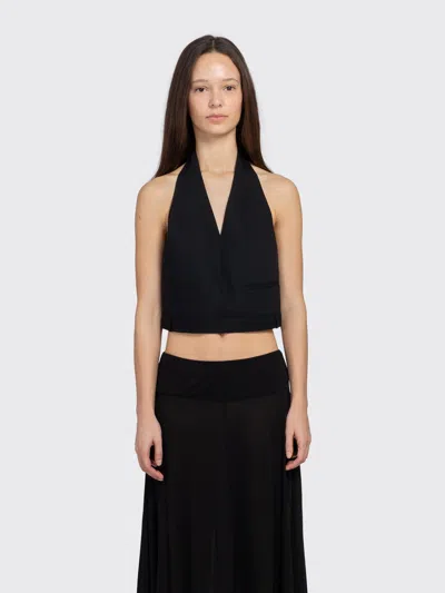 St Agni Upside Down Wool Halter Top Black In Black