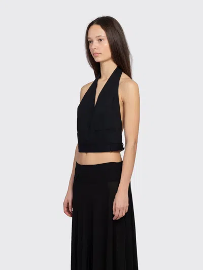 St Agni Upside Down Wool Halter Top Black In Black