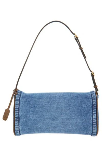 Valentino Garavani  Garavani Devain Small Denim Shoulder Bag Woman Denim Uni In Orange