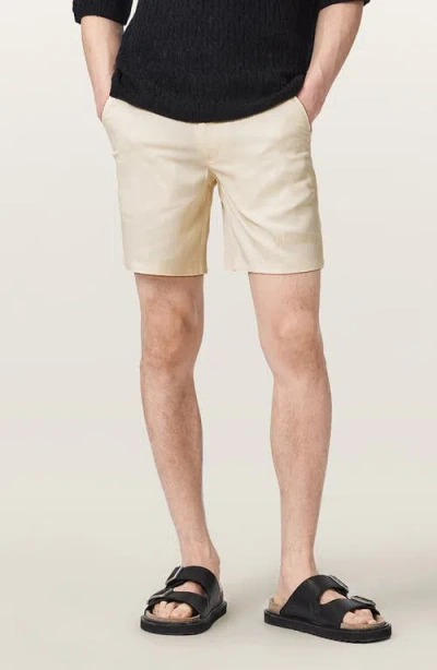 Allsaints Mens Brittle White Circe Straight-leg Lyocell Shorts Xs In Neutral