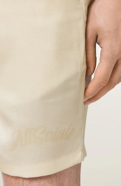 Allsaints Mens Brittle White Circe Straight-leg Lyocell Shorts Xs In Neutral