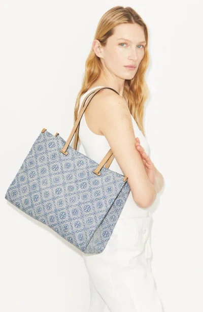 Tory Burch T Monogram Denim Tote In Pattern