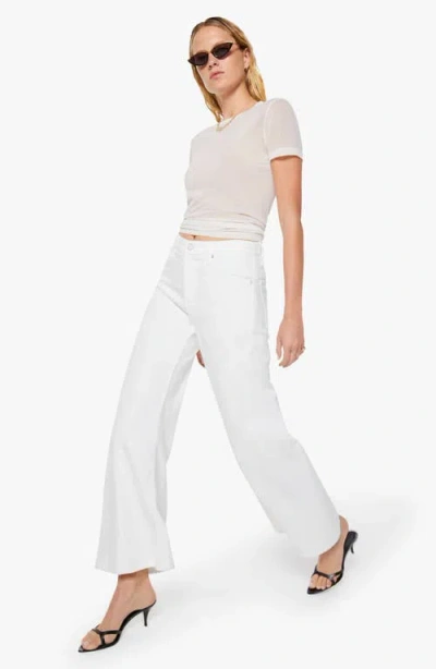 Mother The Lemon Twist Skimp High Rise Wide Leg Jeans In Pinch Of Salt In White