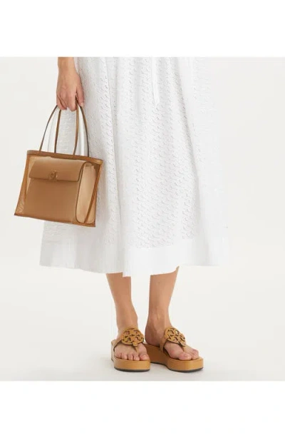 Tory Burch Miller Platform Wedge Thong Sandal In Brown