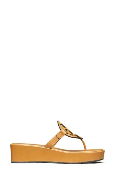 Tory Burch Miller Platform Wedge Thong Sandal In Brown