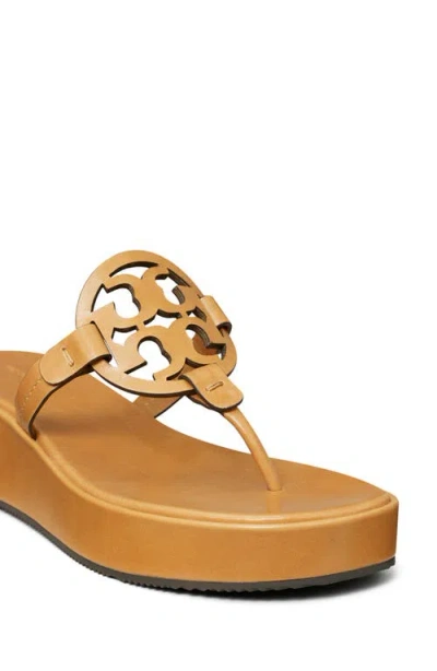Tory Burch Miller Platform Wedge Thong Sandal In Brown