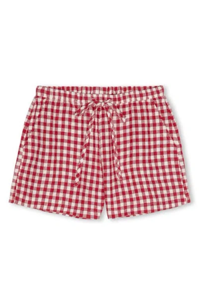 Rails Jenner Gingham Pull-on Linen Shorts In Pink
