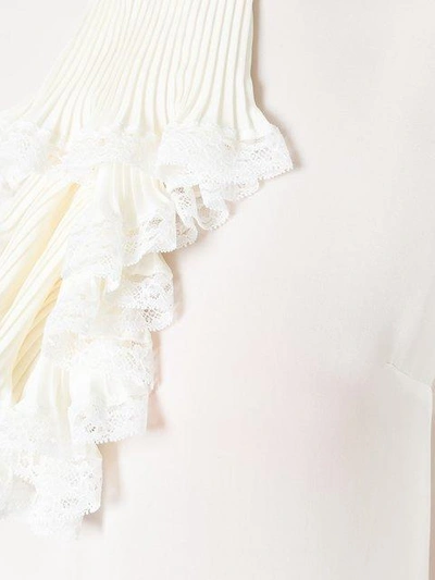 Shop Gucci Georgette And Lace Trim Blouse - White