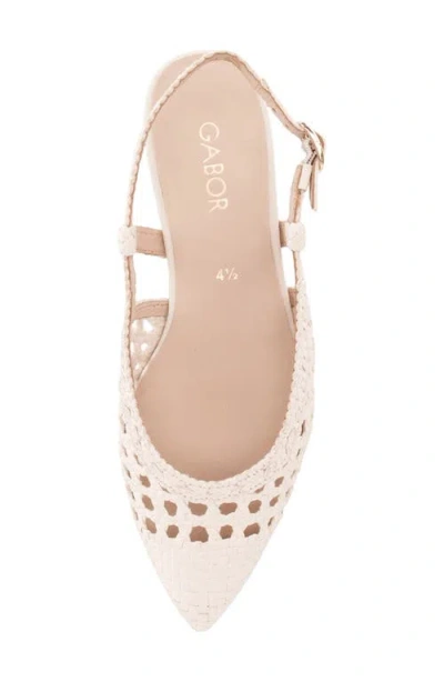 Gabor Pointed Toe Slingback Flat In White