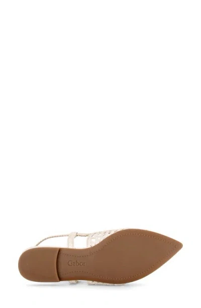 Gabor Pointed Toe Slingback Flat In White