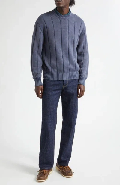 Noah Drop Needle Cotton Sweater In Blue
