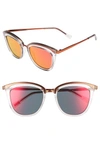 Le Specs Women's Caliente Mirrored Cat Eye Sunglasses, 53mm In Mist/ Firecracker