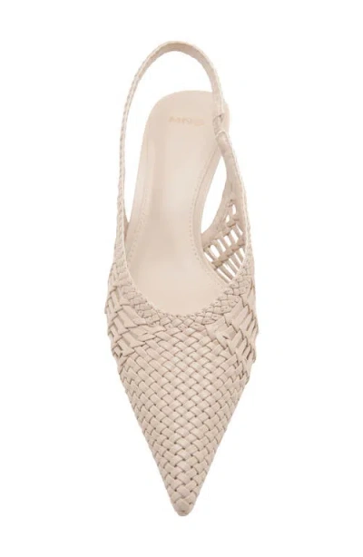 Mango Woven Pointed Toe Slingback Kitten Heel Pump In Multi
