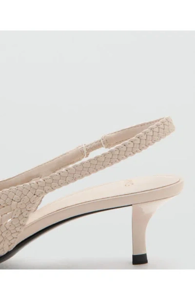 Mango Woven Pointed Toe Slingback Kitten Heel Pump In Multi