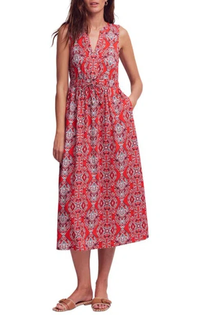 Boden Delphine Print Sleeveless Jersey Midi Dress In Red