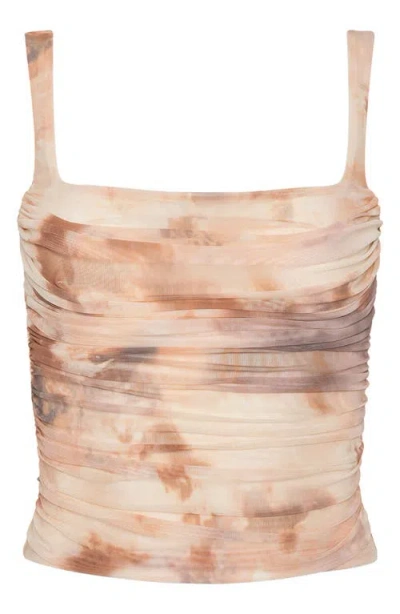 L'agence Rasha Shirred Tank In Frappe Multi Tie Dye
