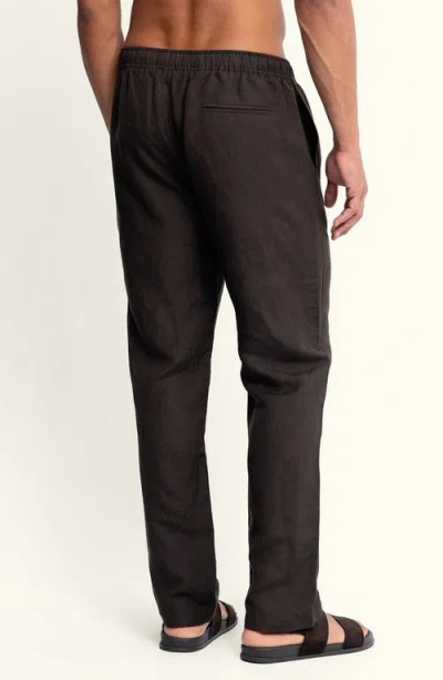 Auto-reply™ Linen Blend Drawstring Pants In Black