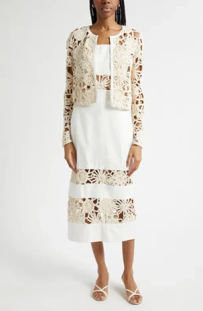 Ramy Brook Saphire Embroidered Denim Jacket In White