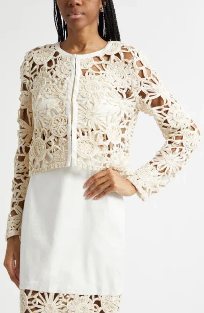 Ramy Brook Saphire Embroidered Denim Jacket In White