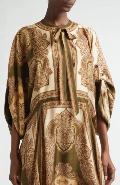 Zimmermann Mahon Paisley Print Habutai Silk Maxi Dress In Green