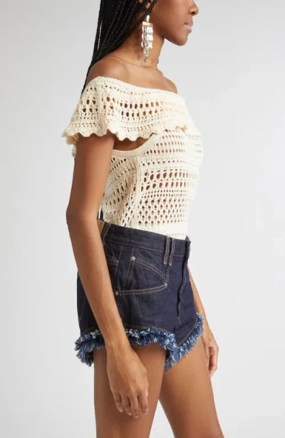 Isabel Marant Étoile Zaelle Off The Shoulder Crochet Top In Neutral