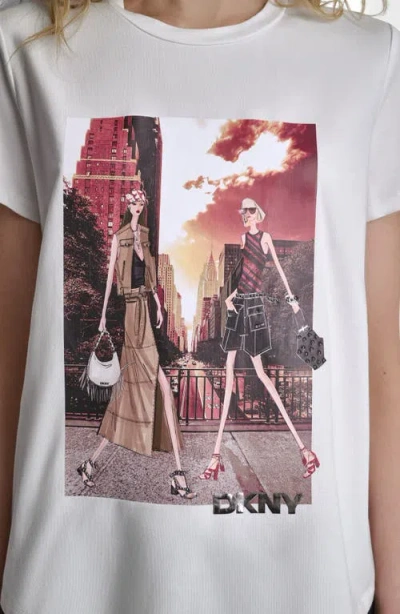 Dkny Manhattan Henge Conversation Cotton Blend Graphic T-shirt In White