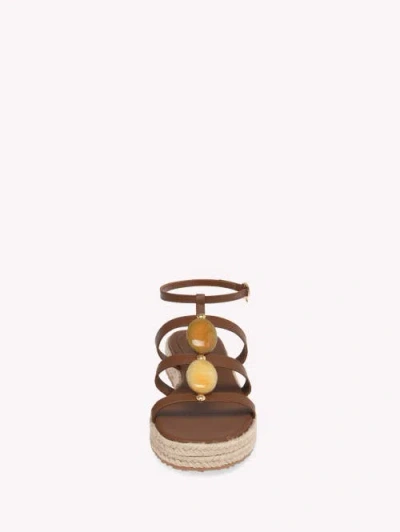 Gianvito Rossi Leather Strappy Sandals With Stone Embellishment In Brown