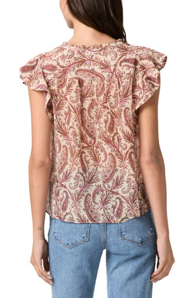 Paige Cornelia Flutter Sleeve Silk Top In Multi