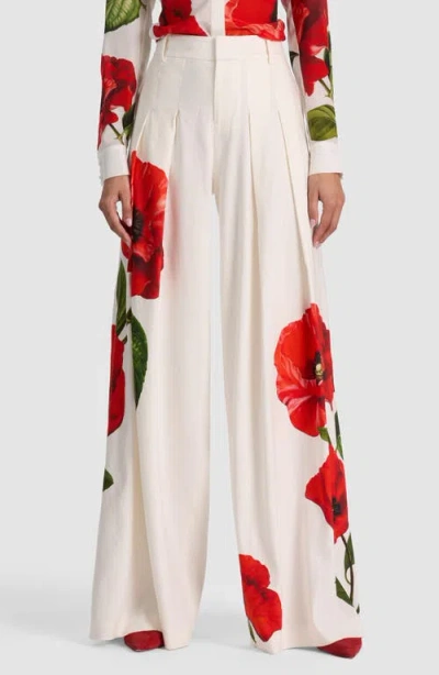 Alice And Olivia Blaire High-rise Pleated Trousers In White
