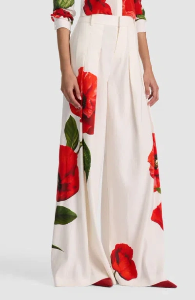 Alice And Olivia Blaire High-rise Pleated Trousers In White