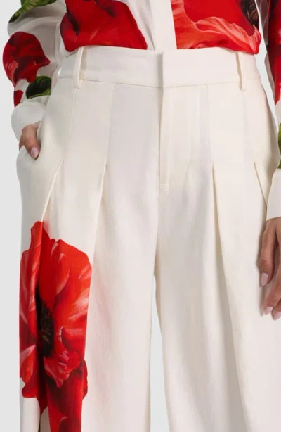 Alice And Olivia Blaire High-rise Pleated Trousers In White