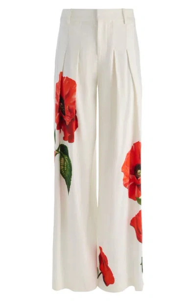Alice And Olivia Blaire High-rise Pleated Trousers In White